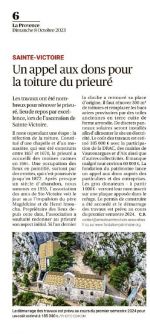 La Provence 8 octobre 2023- Appel aux dons-toitures