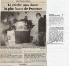article non daté, 'La crèche sans doute la plus haute de Provence'