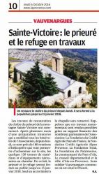 La Provence du 6 octobre 2016 : travaux et fermeture du Prieuré
