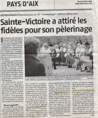 La Provence 29 avril 2008,' Sainte-Victoire a attiré les fidèles pour son pèlerinage'