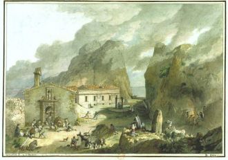 Le Prieuré, aquarelle de Meunier, fin XVIII